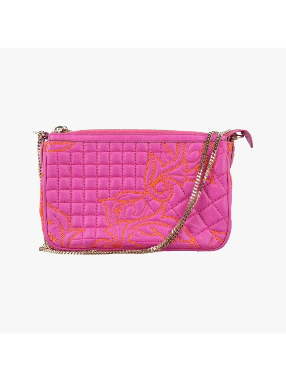 Versace Vanitas Embroidery Pink Leather Shoulder Bag